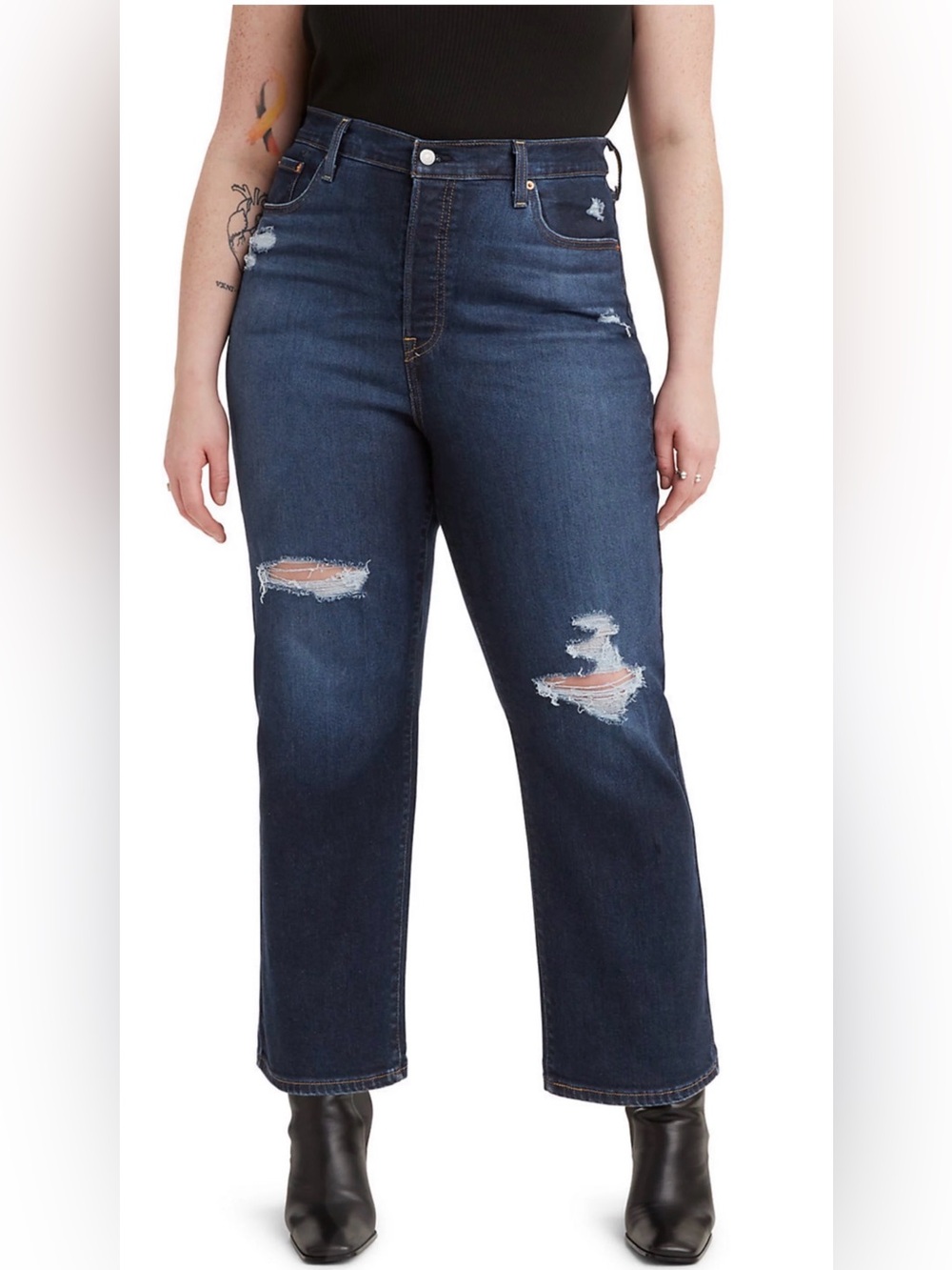 Levi's Ribcage Straight Ankle Leg High-Rise Distressed Jeans